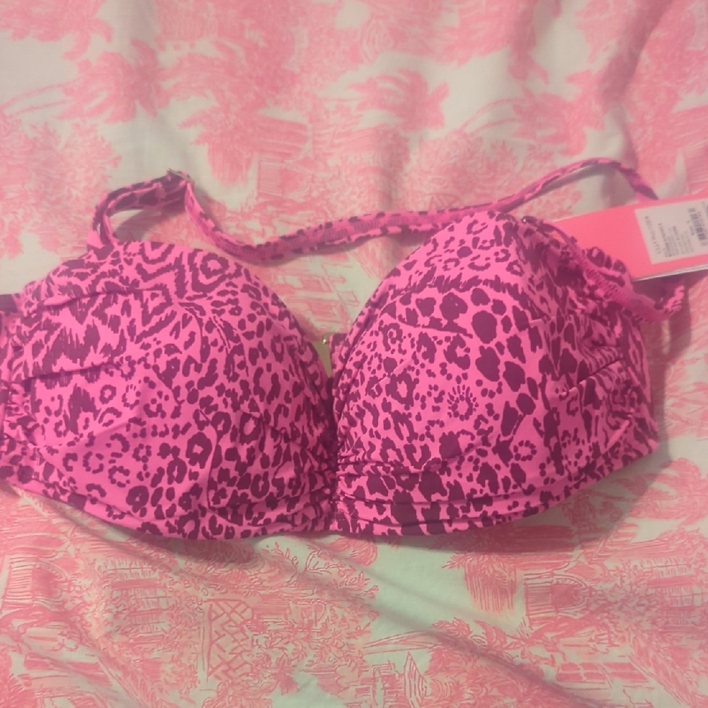 Pink Leopard Print Bra